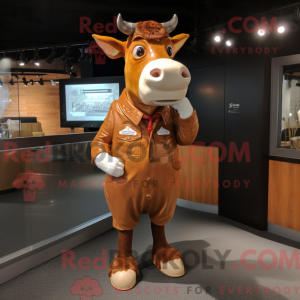 Rust Guernsey Cow mascot...
