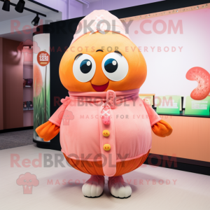 Peach Burgers mascot costume character dressed with a Chinos and Shawl pins