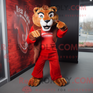 Rød Smilodon maskot kostume...