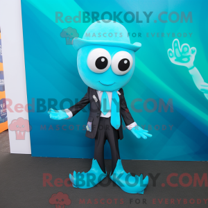 Cyan Squid-maskotdraktfigur...