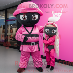 Rosa Ninja-maskotdraktfigur...