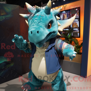 Blågrønn Triceratops...