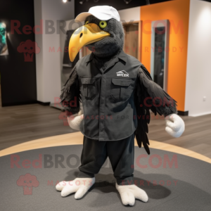 Black Haast'S Eagle mascot costume character dressed with a Cargo Pants and Caps