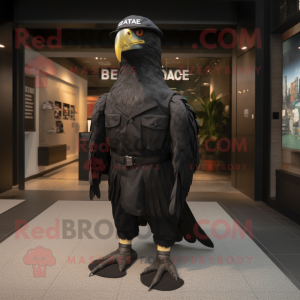 Black Haast'S Eagle mascot costume character dressed with a Cargo Pants and Caps