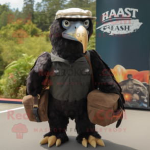 Black Haast'S Eagle mascot costume character dressed with a Cargo Pants and Caps