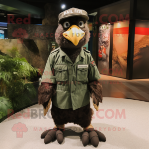 Black Haast'S Eagle mascot costume character dressed with a Cargo Pants and Caps