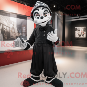 Svart Mime-maskotdraktfigur...
