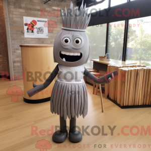 Grå BBQ Ribs maskot kostume...