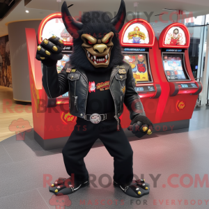 Black Demon mascot costume...