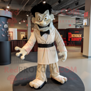 Beige Frankenstein'S Monster mascot costume character dressed with a Tuxedo and Wraps