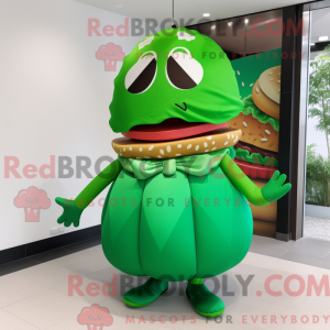 Grøn hamburger maskot...