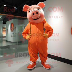 Orange Pig maskot kostume...