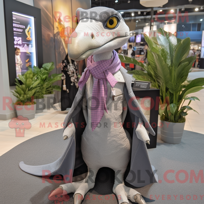 Fantasia de mascote de pterodáctilo-cinzento com paletó e cachecóis - Mascotes pterodáctilos - REBROKO_342674 - RedBrokoly.com