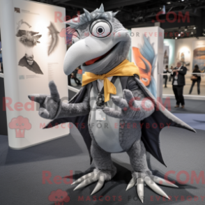 Fantasia de mascote de pterodáctilo-cinzento com paletó e cachecóis - Mascotes pterodáctilos - REBROKO_342675 - RedBrokoly.com