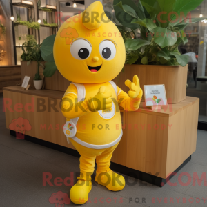 Gul aprikos maskot drakt...