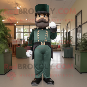 Forest Green Civil War Soldier mascot costume character dressed with a Dress Pants and Headbands