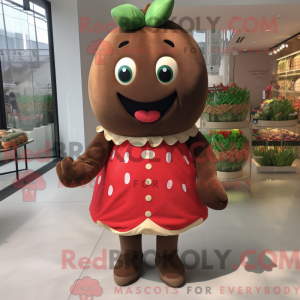 Brun jordbær maskot kostume...