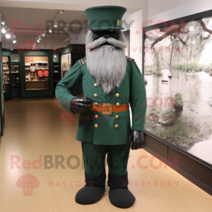 Forest Green Civil War Soldier mascot costume character dressed with a Dress Pants and Headbands