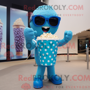 Blue Pop Corn mascot...