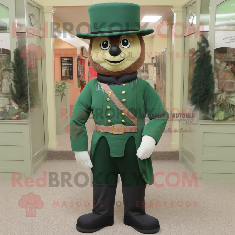 Forest Green Civil War Soldier mascot costume character dressed with a Dress Pants and Headbands