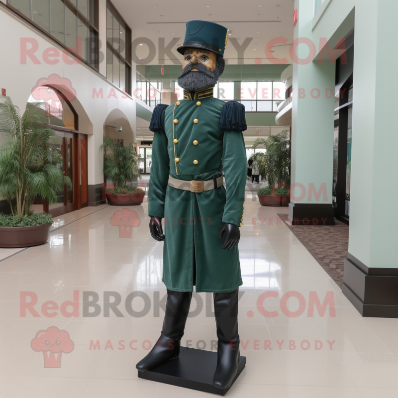 Forest Green Civil War Soldier mascot costume character dressed with a Dress Pants and Headbands