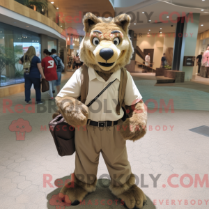 Tan Wolf maskot kostume...