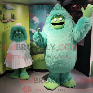 Green Yeti mascot costume...