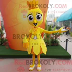 Yellow Stilt Walker mascot...