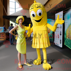 Yellow Stilt Walker mascot...