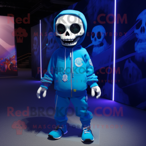 Blue Skull maskot kostym...