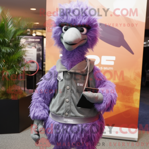 Lavendel Emu maskot kostume...