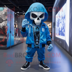 Blue Skull mascotte kostuum...