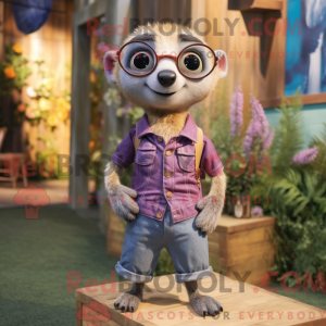 Lavendel Meerkat-maskot...