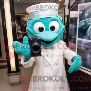 Teal Camera mascottekostuum...