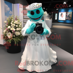 Postava maskota Teal Camera...