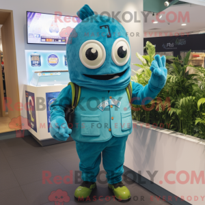 Cyaan Tacos mascottekostuum...