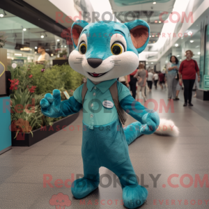 Blågrøn Weasel maskot...