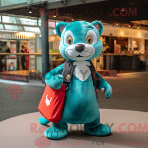 Blågrøn Weasel maskot...