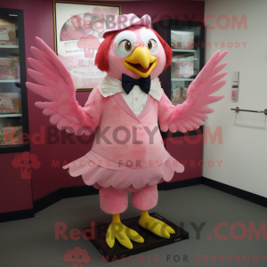 Pink Hawk maskot kostume...