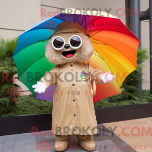 Tan Rainbow maskot kostume...