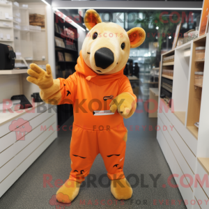 Orange Tapir maskot kostume...