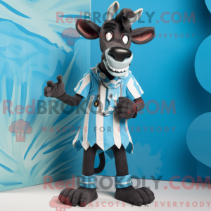 Fantasia de mascote de okapi azul-celeste com macacão e cintos - Mascotes Okapi - REBROKO_342973 - RedBrokoly.com