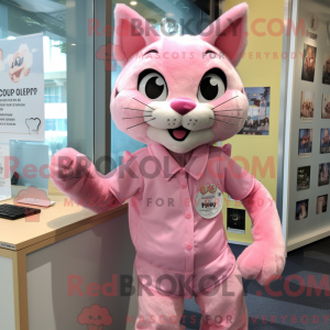 Rosa katt-maskotdraktfigur...