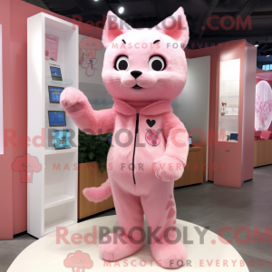 Rosa katt-maskotdraktfigur...
