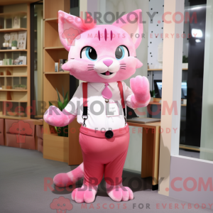 Rosa katt-maskotdraktfigur...