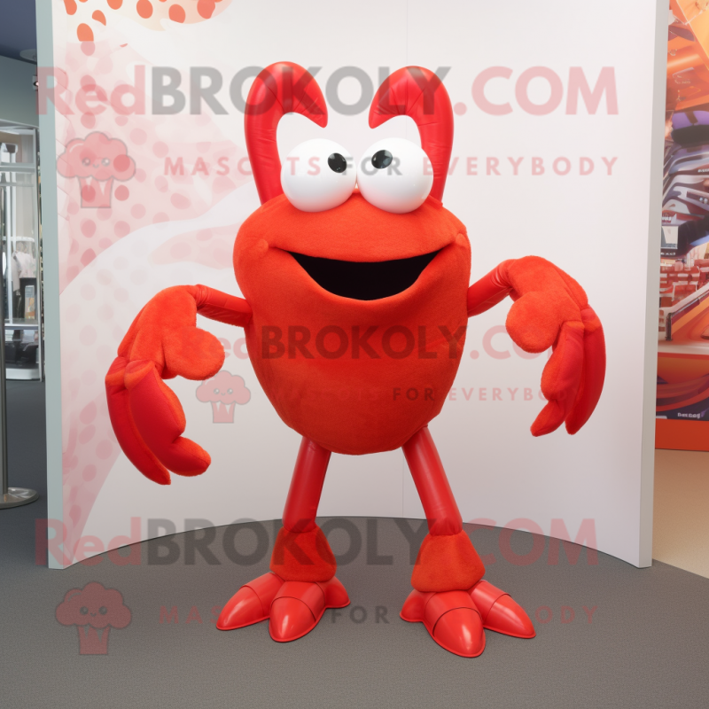 Red Crab mascot costume character dressed with a Trousers and Earrings Red Crab mascot costume character dressed with a Trousers and Earrings