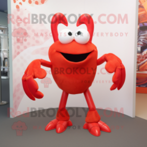 Red Crab mascot costume character dressed with a Trousers and Earrings