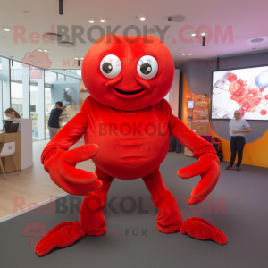 Red Crab mascot costume character dressed with a Trousers and Earrings