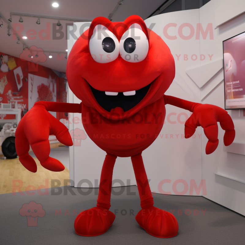 Red Crab mascot costume character dressed with a Trousers and Earrings