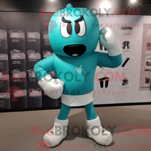Blågrøn boksehandske maskot...